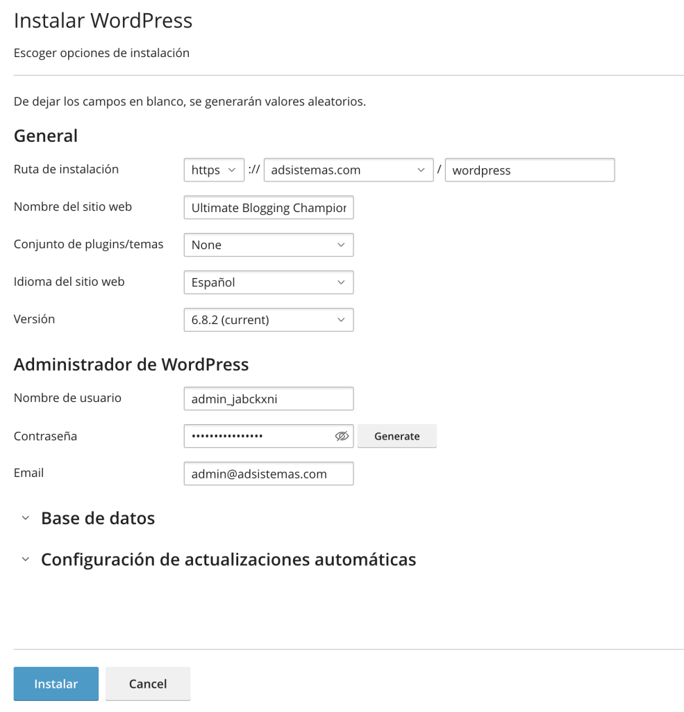 Instalar WordPress